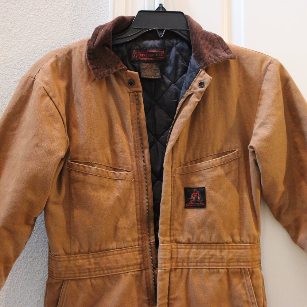 FIVE BROTHERS kids Work Coveralls QUILT LINED Size Medium - Picture 2 of 9
